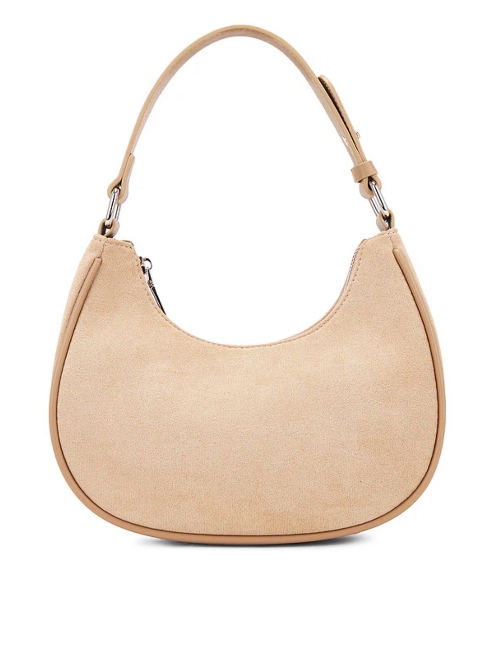8 Other Reasons Taupe Faux Suede Crescent Shoulder Bag